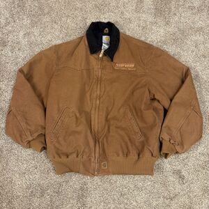 Carhartt Santa Fe Jacket XL Canvas Insulated Zip J14 BRN Embroidered